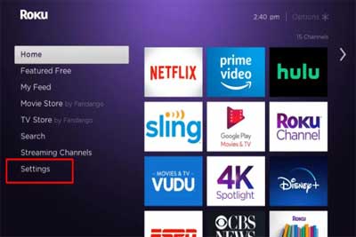 ajustes de roku en Solución al error Roku no se conecta a internet
