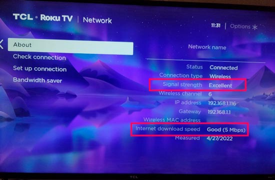 comprobar conexion de roku