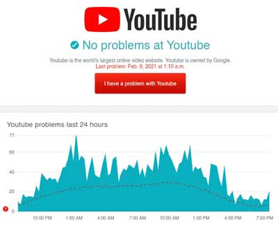 youtube analizado en downdetector