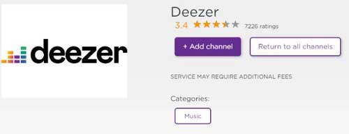 añadir deezer en roku