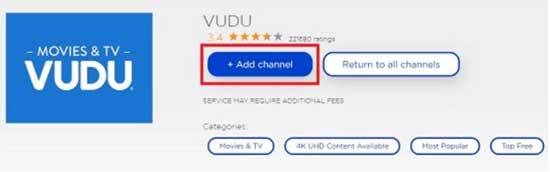 añadir vudu en roku