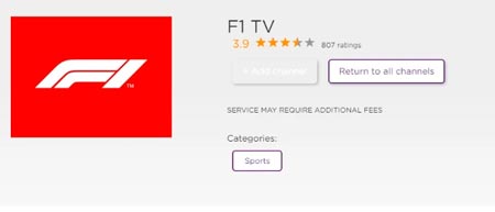 añadir f1 tv en roku