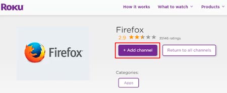 añadir firefox en Roku