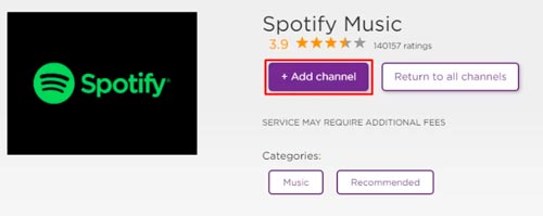 añadir spotify en roku