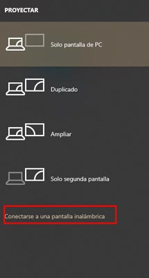 Conectarse a una pantalla inalámbrica