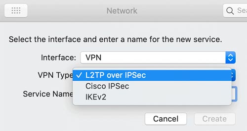 Tipo de VPN a L2TP sobre IPSec