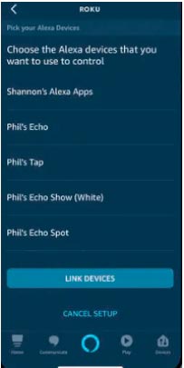 Vincular dispositivos de alexa y roku