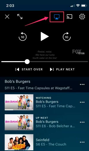 icono de AirPlay de hulu