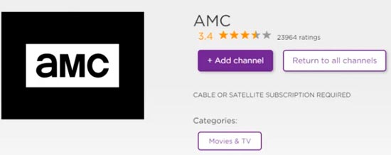 añadir amc en roku