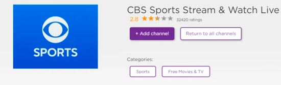 añadir cbs sports a roku