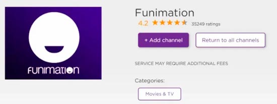 añadir funimation en roku