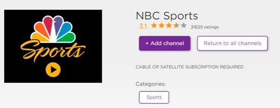 añadir nbc sports a roku