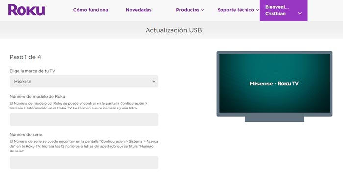 actualizacion de roku por usb