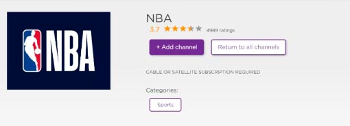 agregar nba a roku