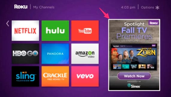 anuncios en roku