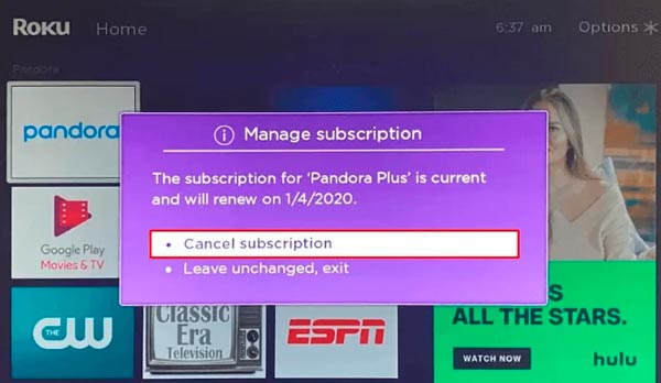 anular suscripcion en roku