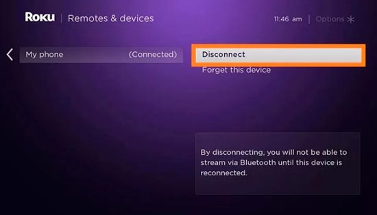 Desconectar dispositivo bluetooth de roku