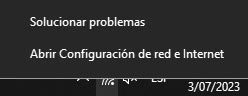 Abrir configuración de red e Internet