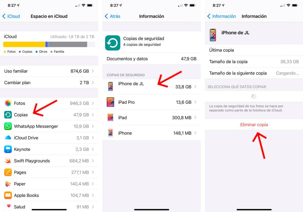 qué pasa si elimino la copia de seguridad del iPhone